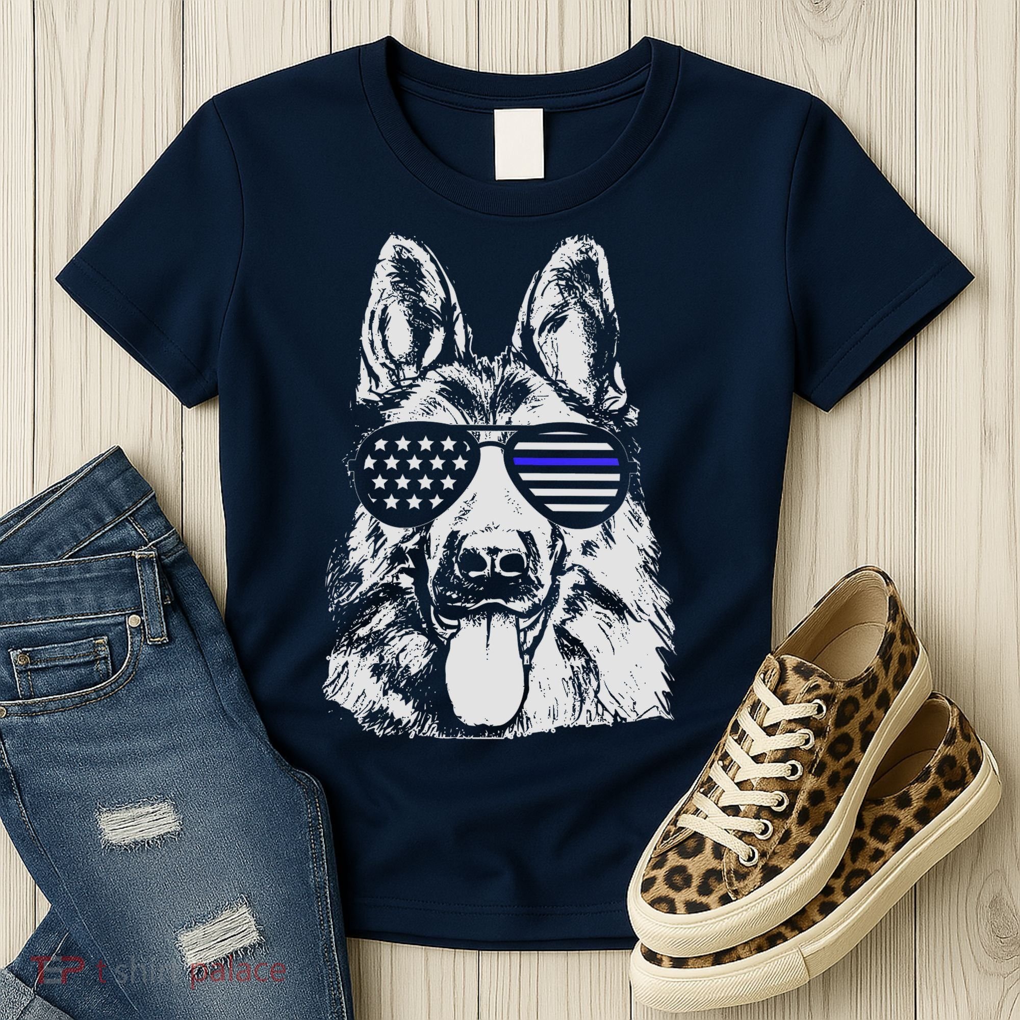 German Shepherd Police Flag Women's T-Shirt
