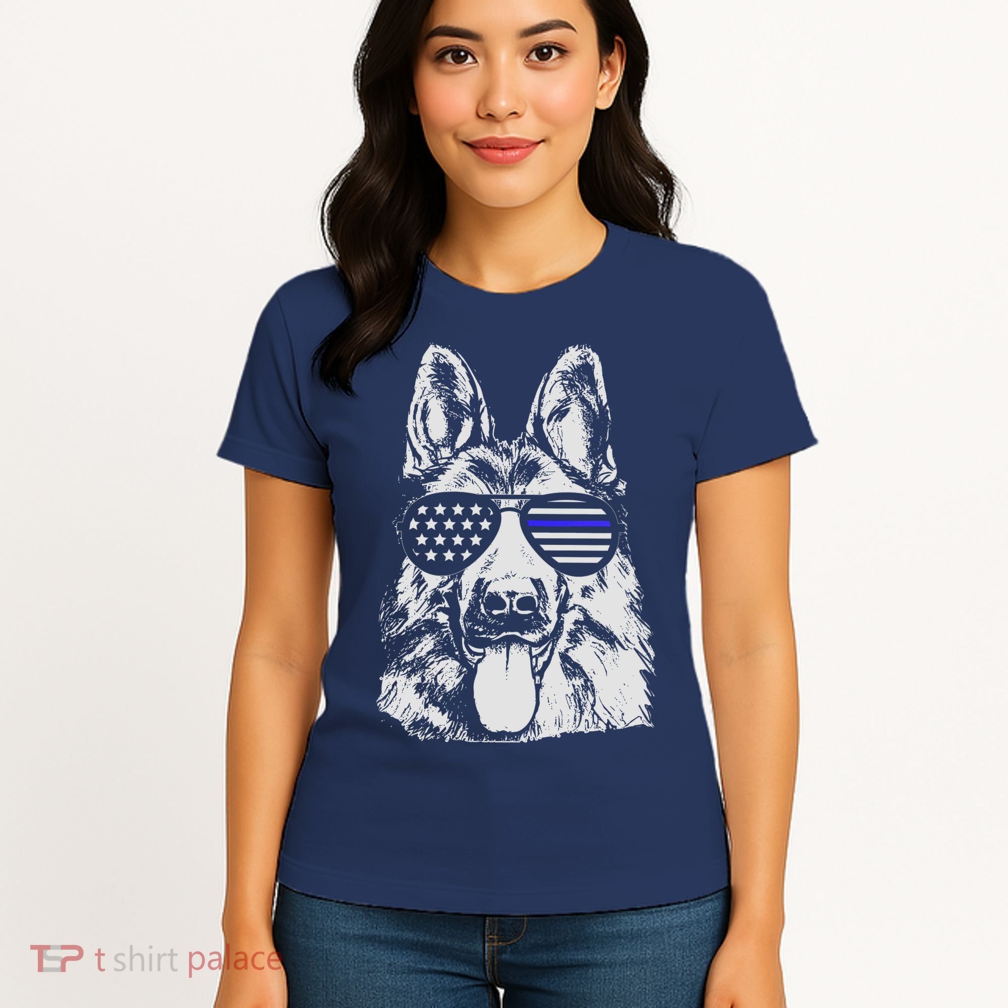 German Shepherd Police Flag Women's T-Shirt