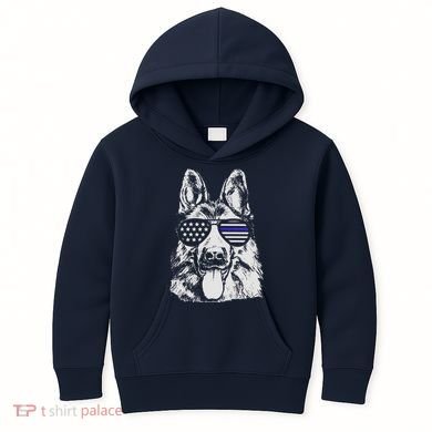 German Shepherd Police Flag Kids Hoodie
