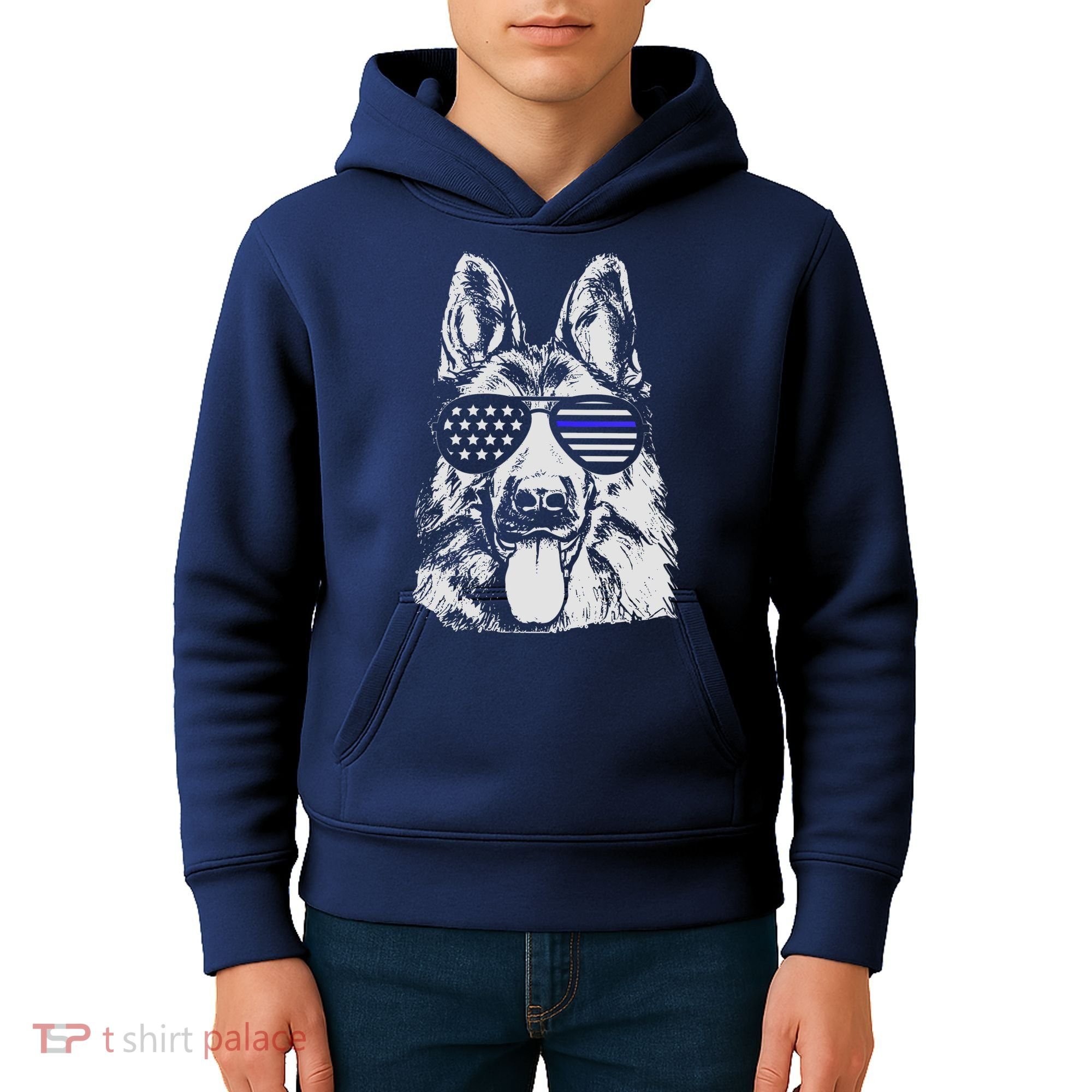German Shepherd Police Flag Kids Hoodie