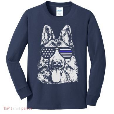 German Shepherd Police Flag Kids Long Sleeve Shirt
