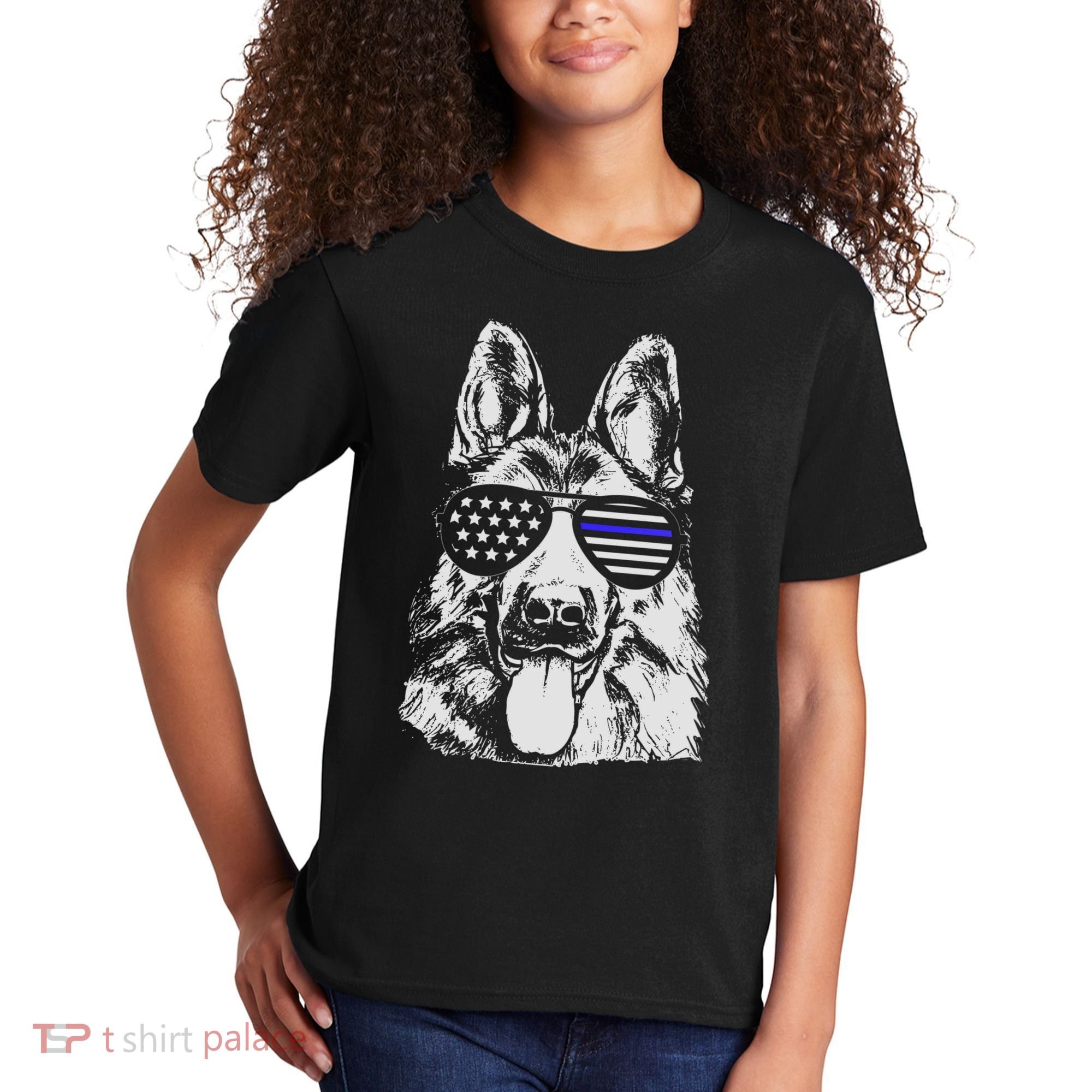 German Shepherd Police Flag Kids T-Shirt