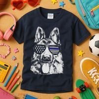 German Shepherd Police Flag Kids T-Shirt thumb 3