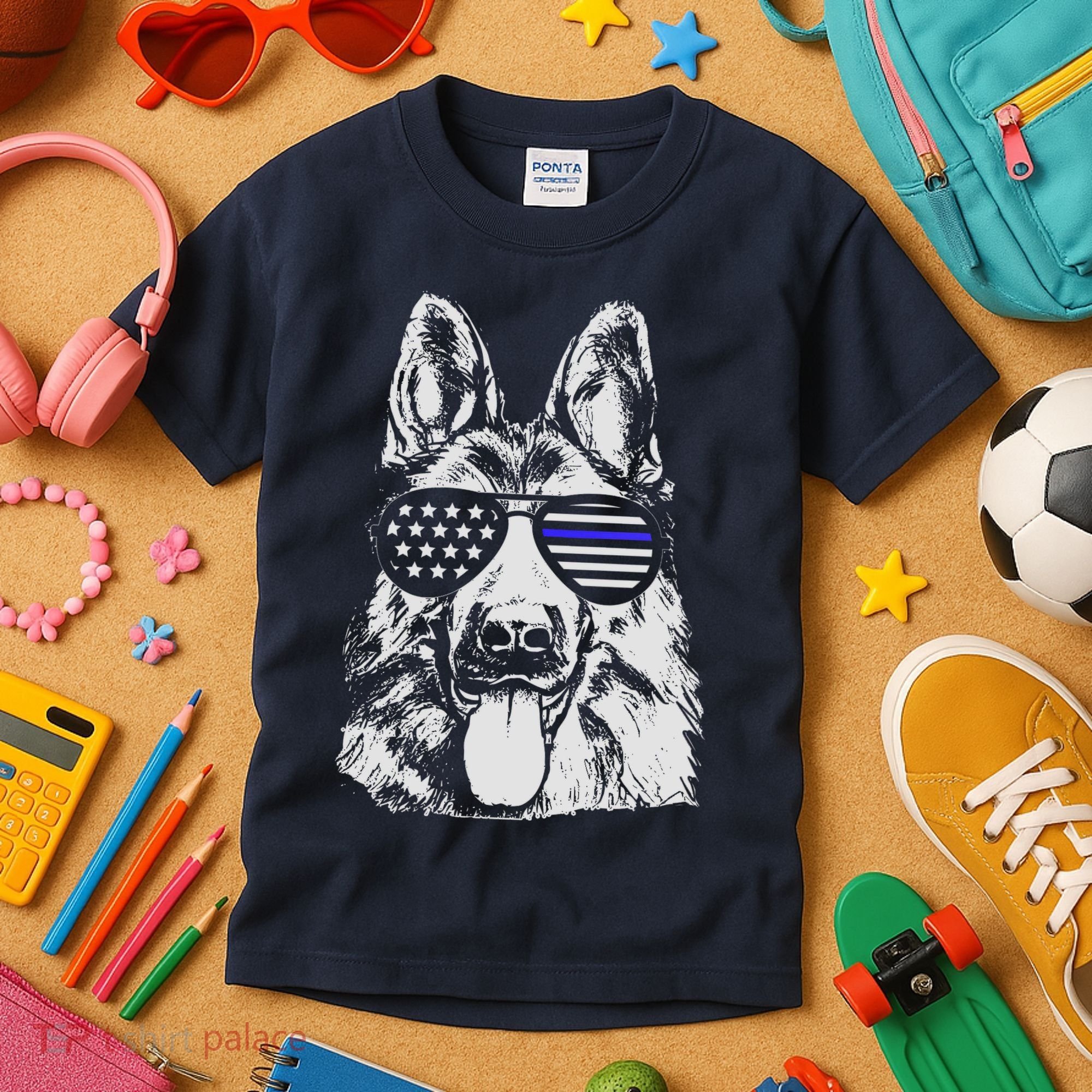 German Shepherd Police Flag Kids T-Shirt