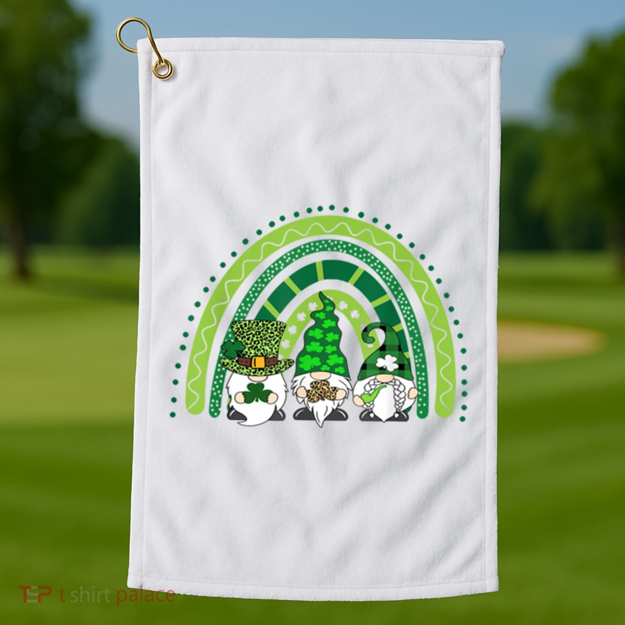Gnome St Patrick's Day Rainbow Golf Towel