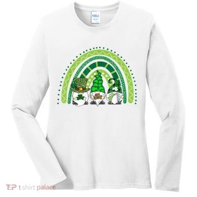 Gnome St Patrick's Day Rainbow Women's Long Sleeve Shirt