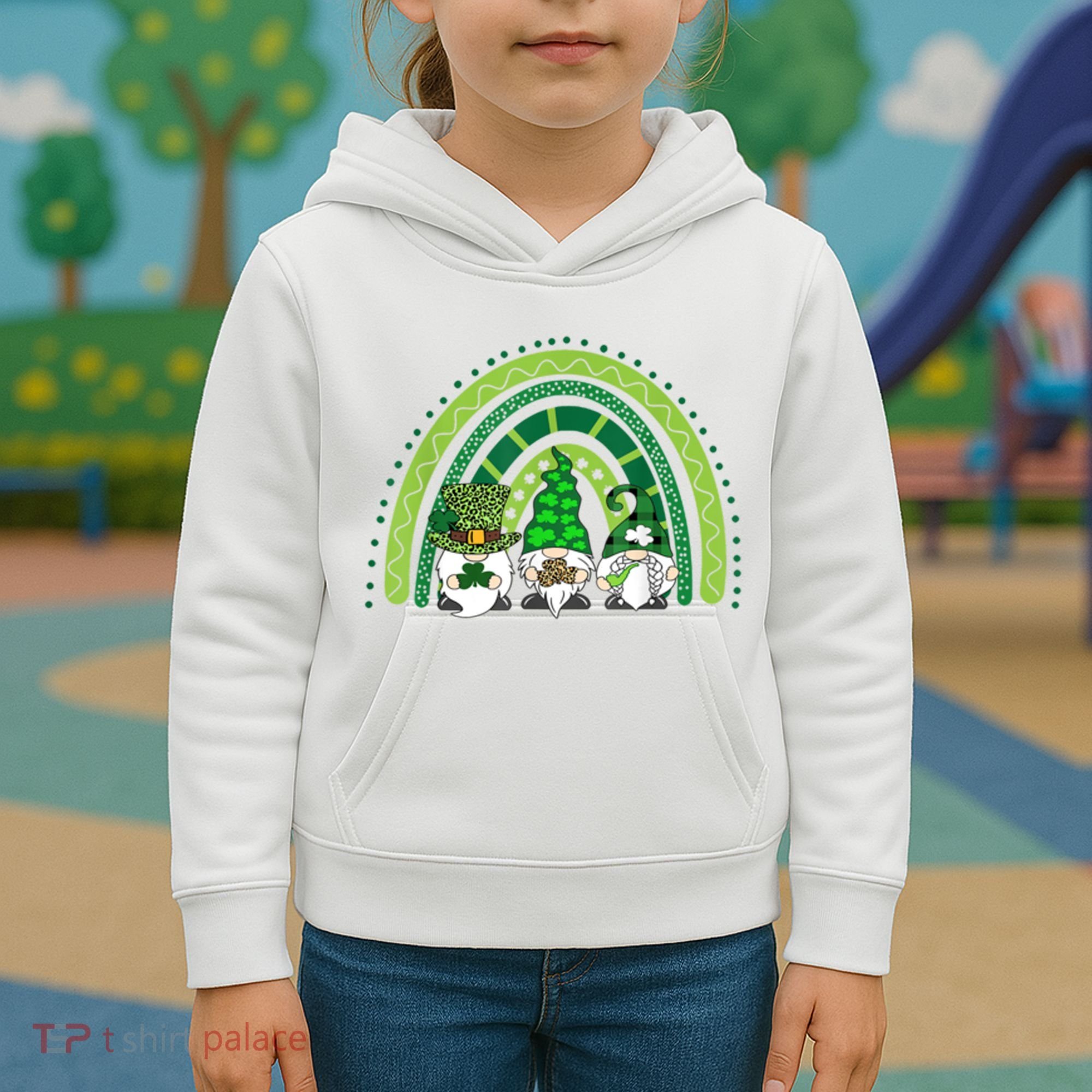 Gnome St Patrick's Day Rainbow Kids Hoodie