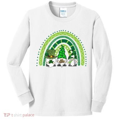 Gnome St Patrick's Day Rainbow Kids Long Sleeve Shirt