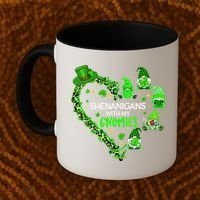 Gnome St Patrick's Day Shenanigans With My Gnomies Shamrock Coffee Mug thumb 2