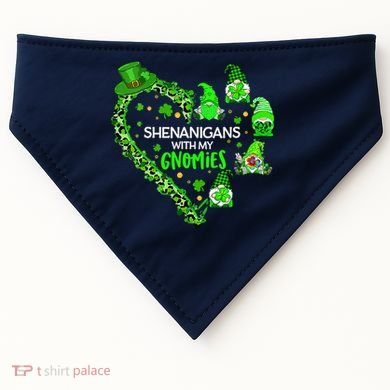 Gnome St Patrick's Day Shenanigans With My Gnomies Shamrock USA-Made Doggie Bandana