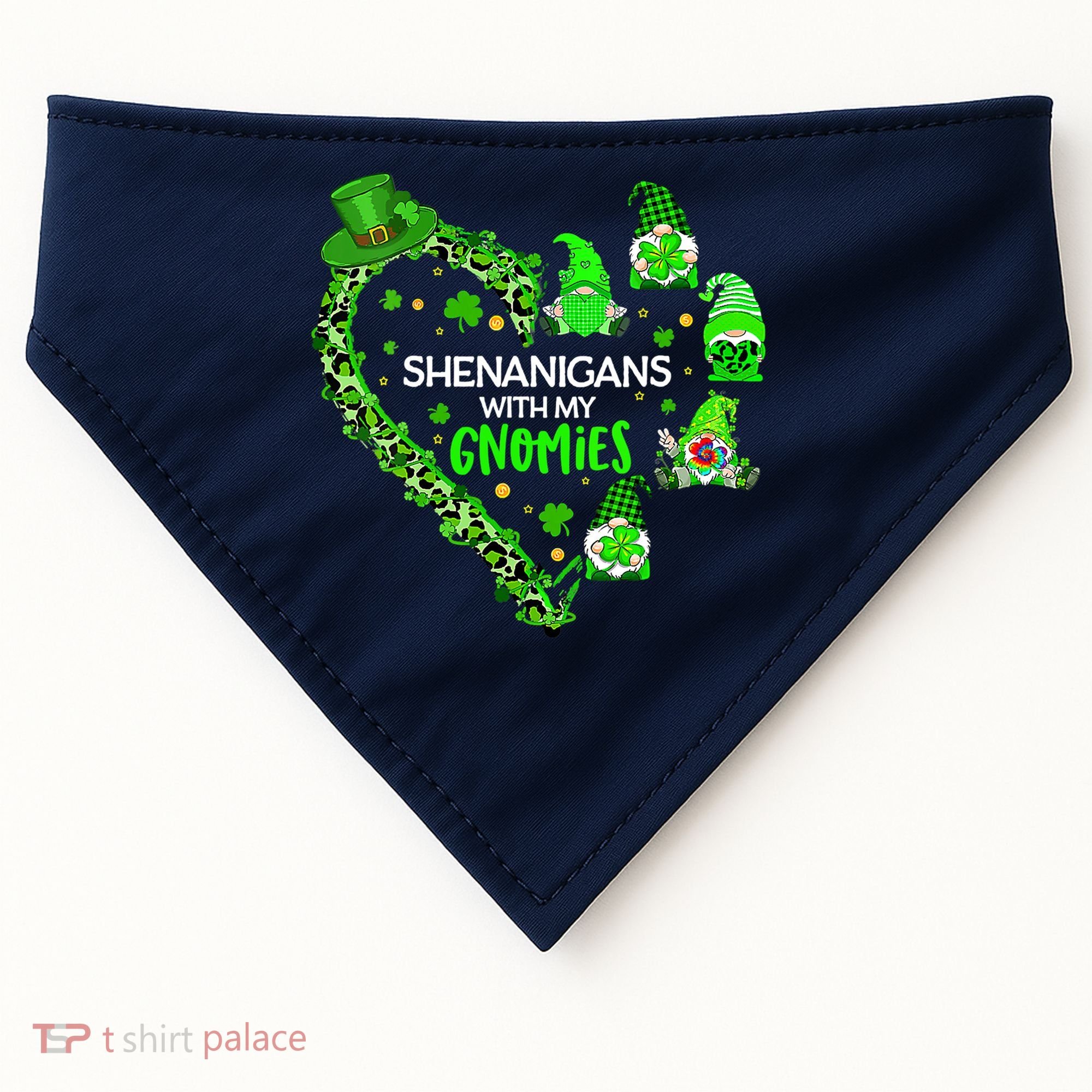 Gnome St Patrick's Day Shenanigans With My Gnomies Shamrock USA-Made Doggie Bandana