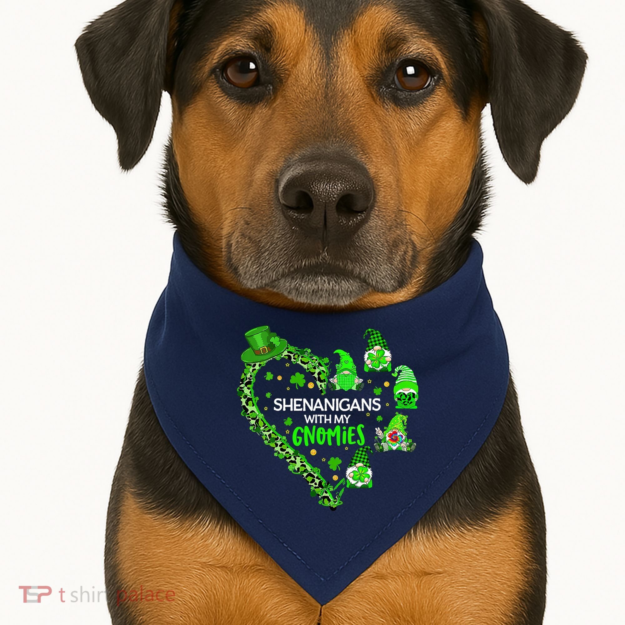 Gnome St Patrick's Day Shenanigans With My Gnomies Shamrock USA-Made Doggie Bandana