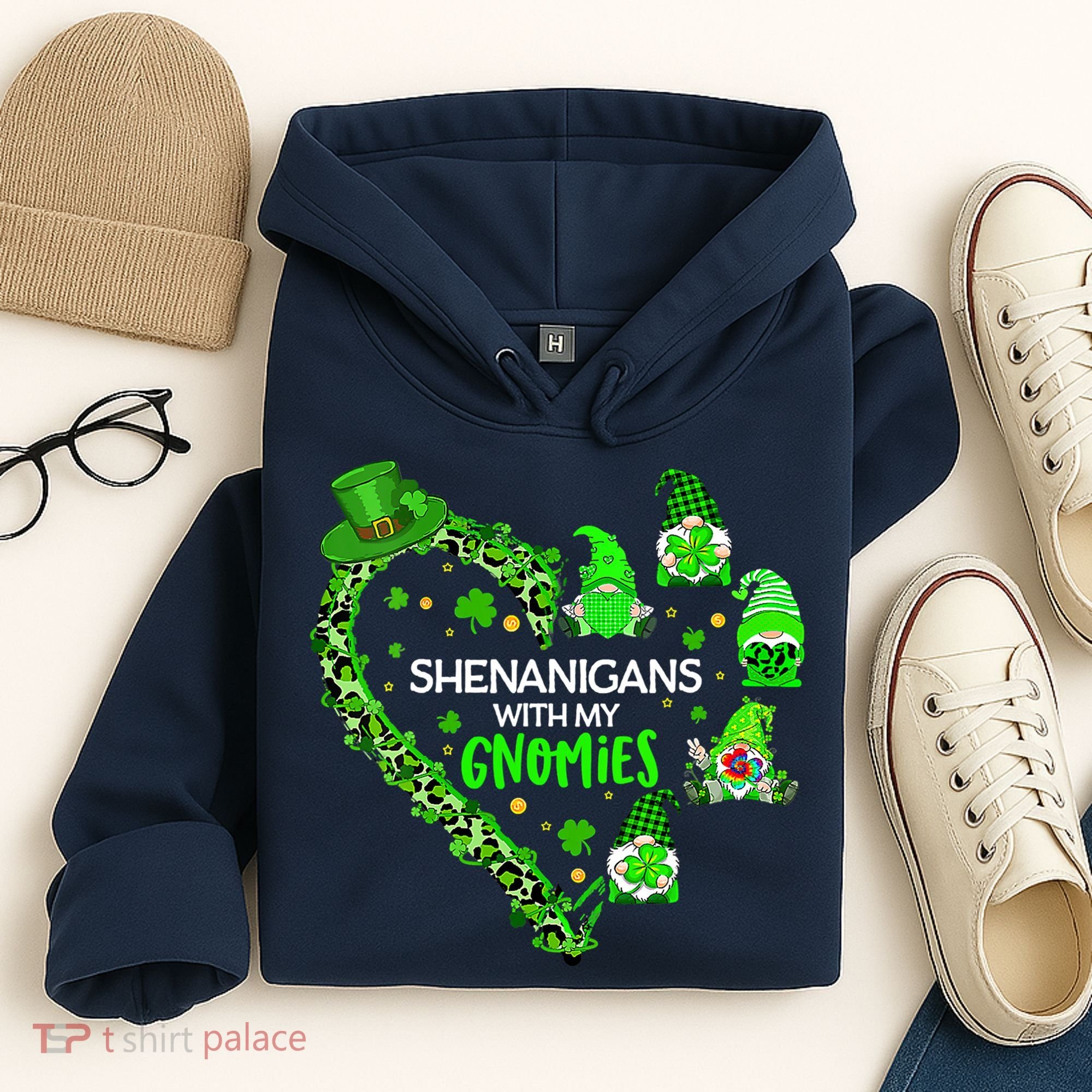 Gnome St Patrick's Day Shenanigans With My Gnomies Shamrock Hoodie