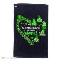 Gnome St Patrick's Day Shenanigans With My Gnomies Shamrock Golf Towel thumb 0