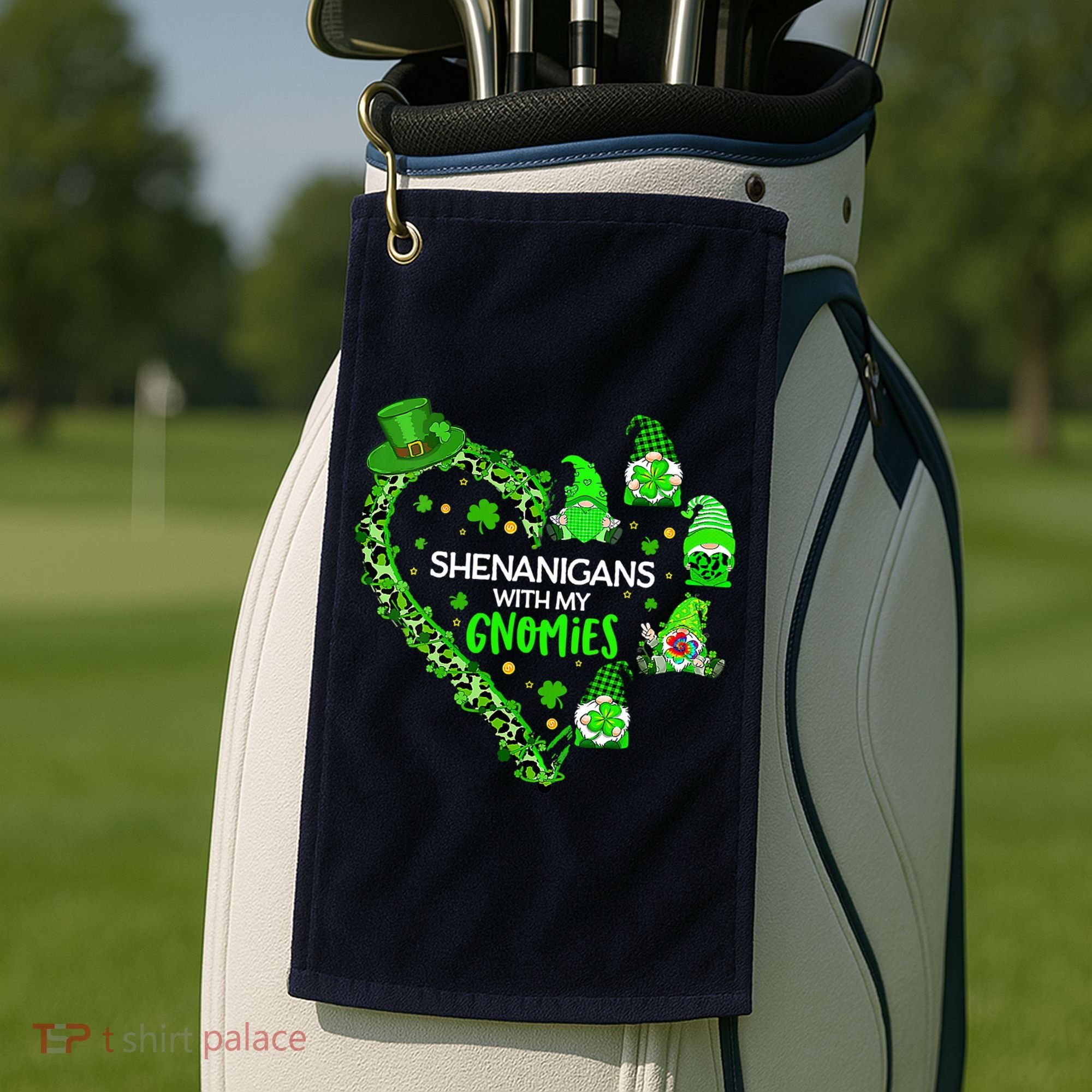 Gnome St Patrick's Day Shenanigans With My Gnomies Shamrock Golf Towel