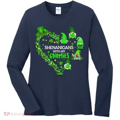 Gnome St Patrick's Day Shenanigans With My Gnomies Shamrock Women's Long Sleeve Shirt