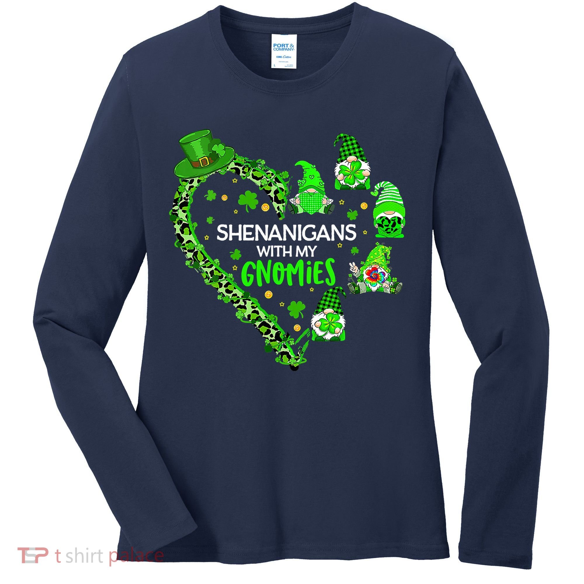 Gnome St Patrick's Day Shenanigans With My Gnomies Shamrock Women's Long Sleeve Shirt