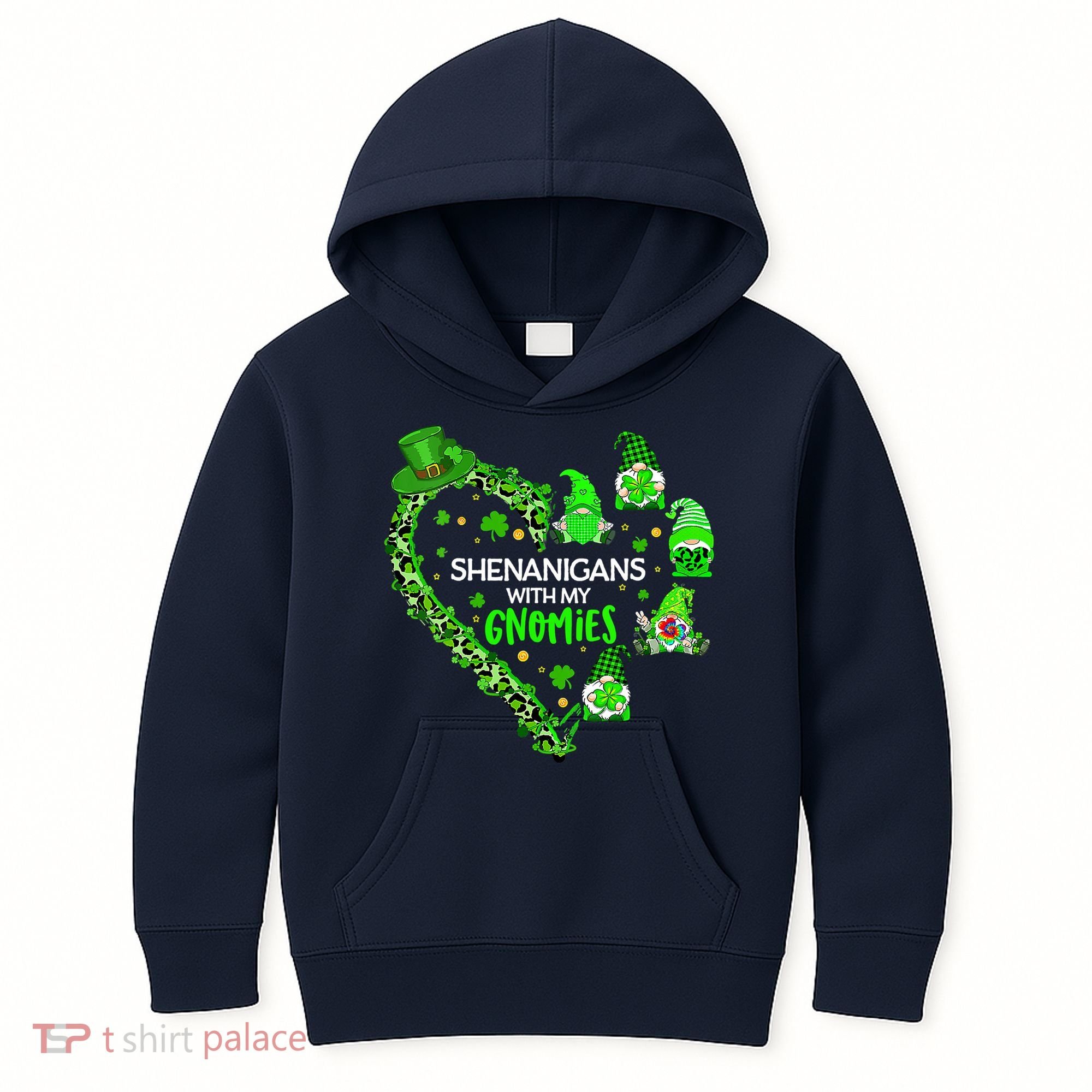 Gnome St Patrick's Day Shenanigans With My Gnomies Shamrock Kids Hoodie