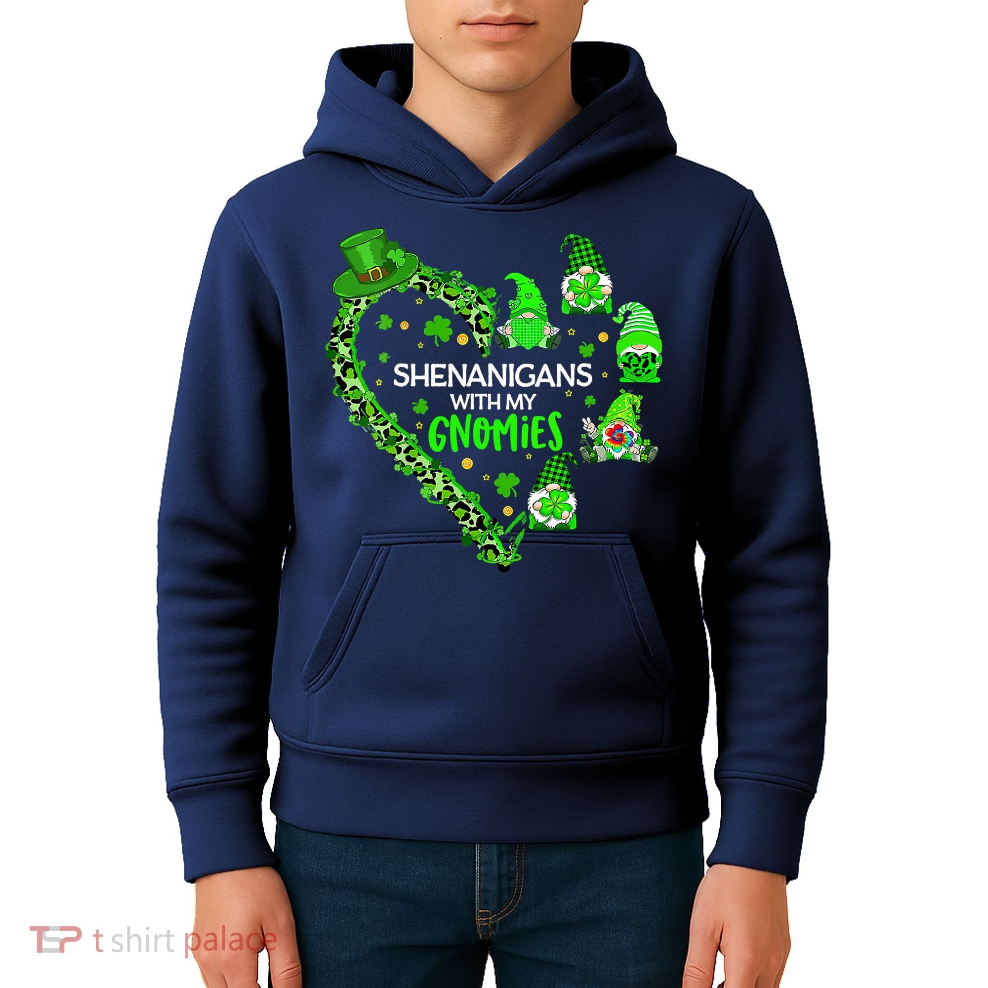 Gnome St Patrick's Day Shenanigans With My Gnomies Shamrock Kids Hoodie