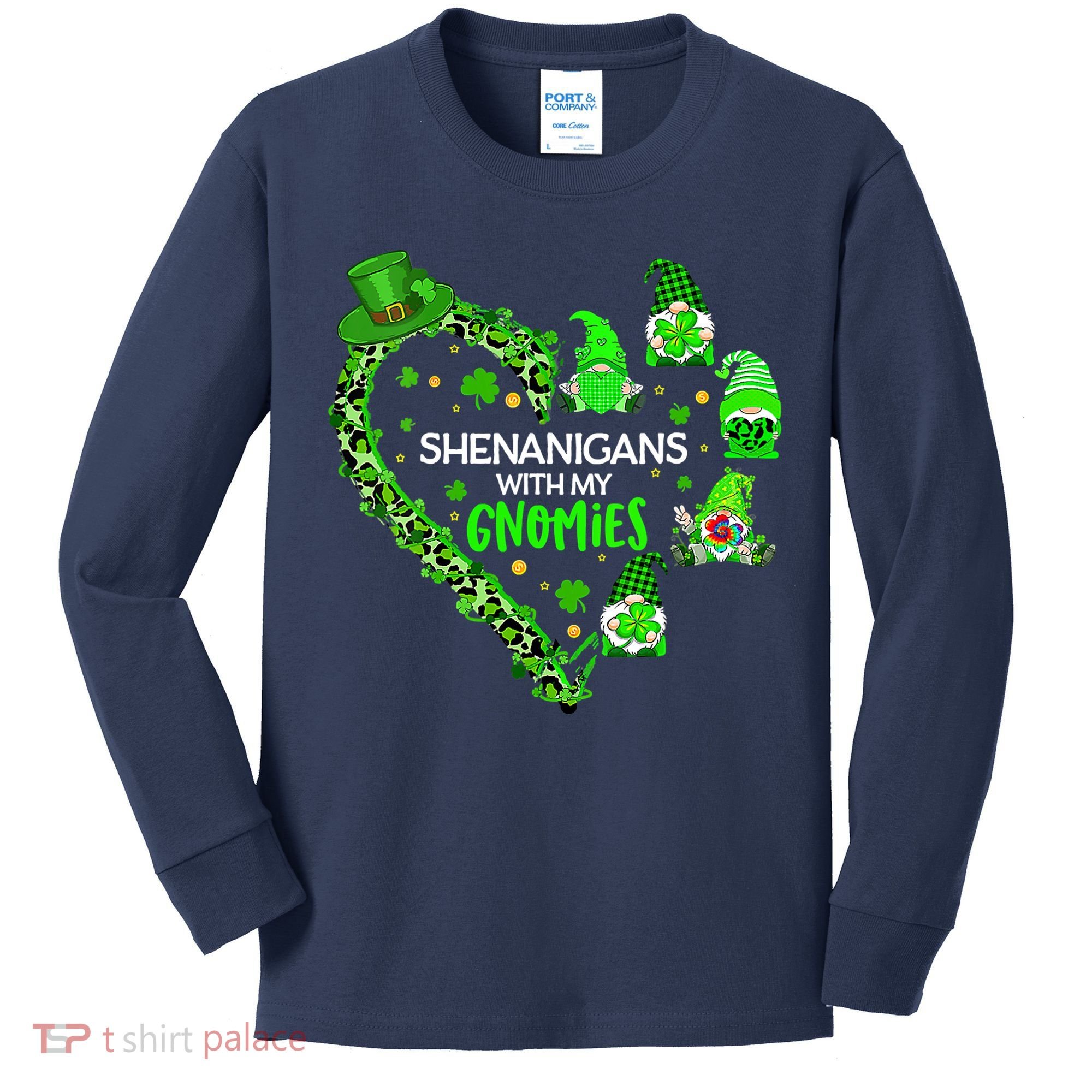 Gnome St Patrick's Day Shenanigans With My Gnomies Shamrock Kids Long Sleeve Shirt