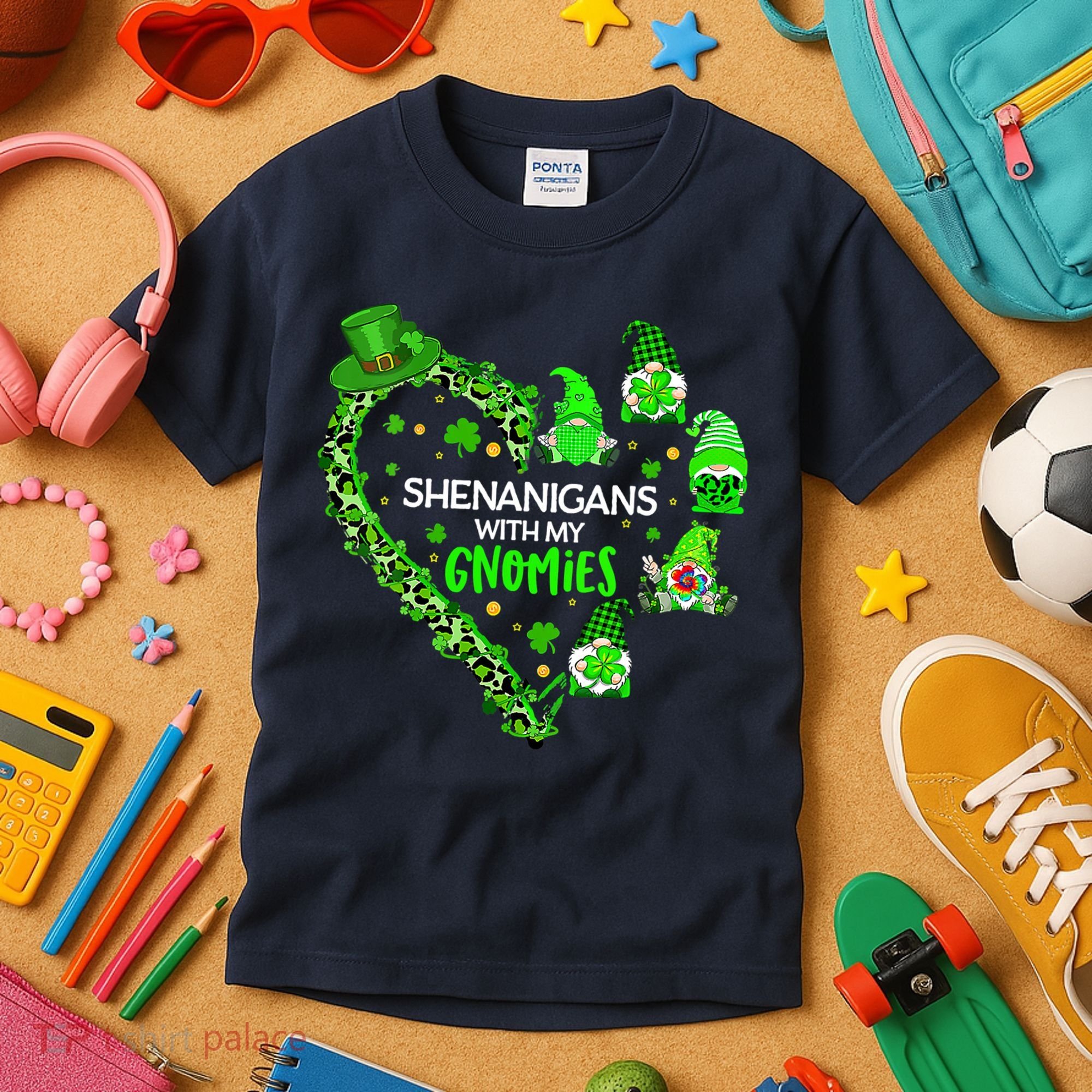 Gnome St Patrick's Day Shenanigans With My Gnomies Shamrock Kids T-Shirt