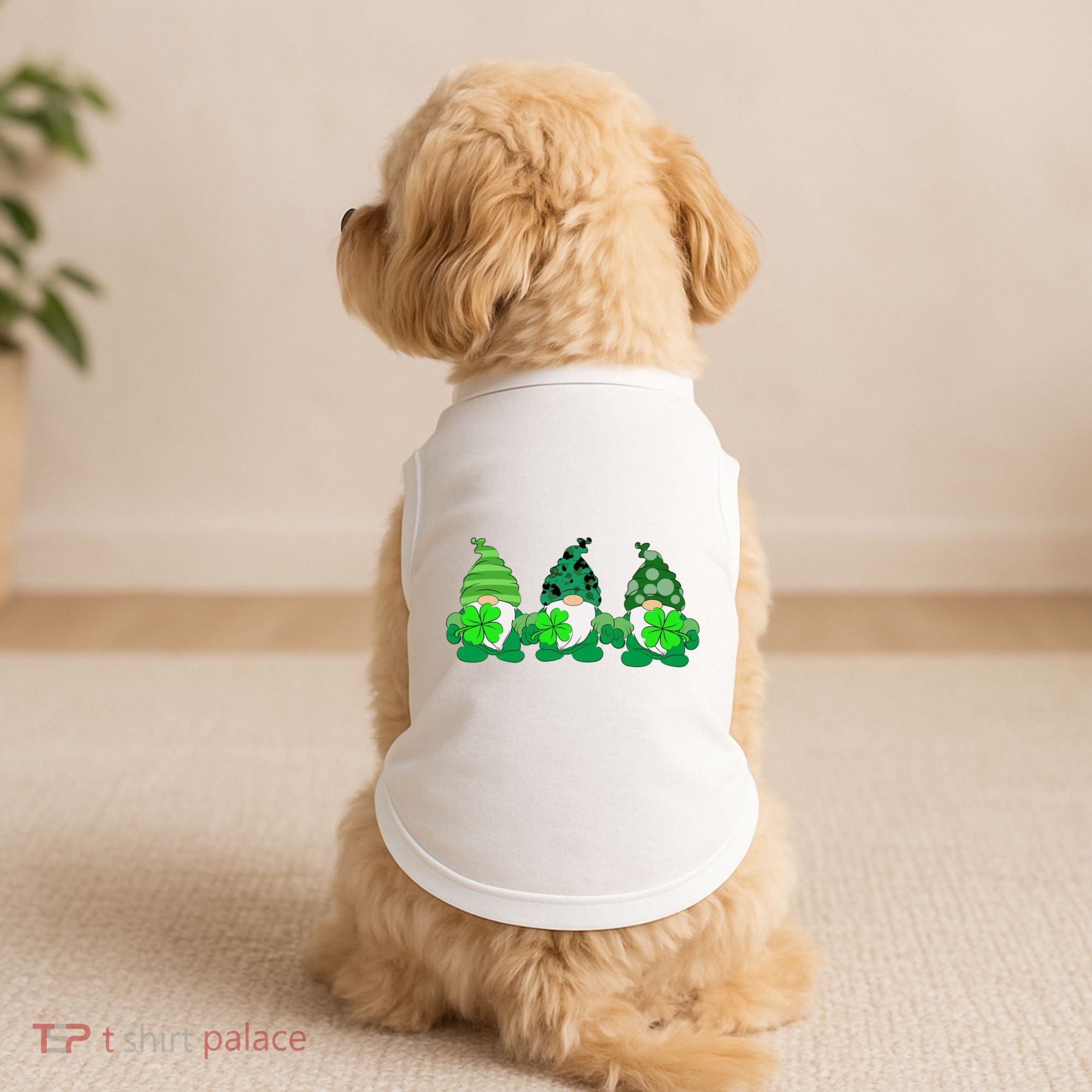 Gnome St Patricks Holiday Clover Doggie Tank