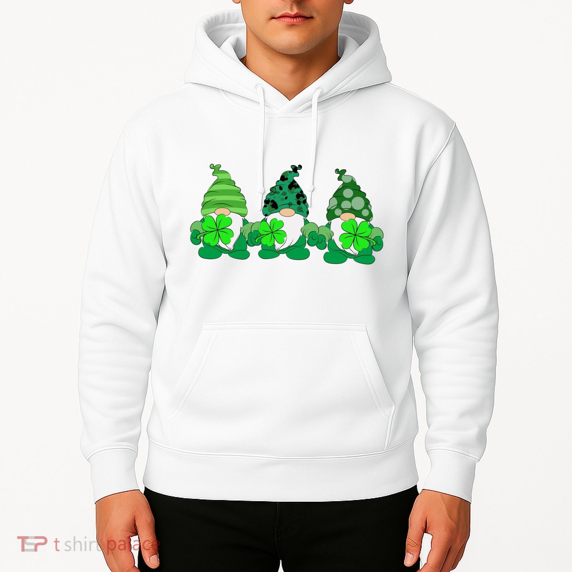 Gnome St Patricks Holiday Clover Hoodie