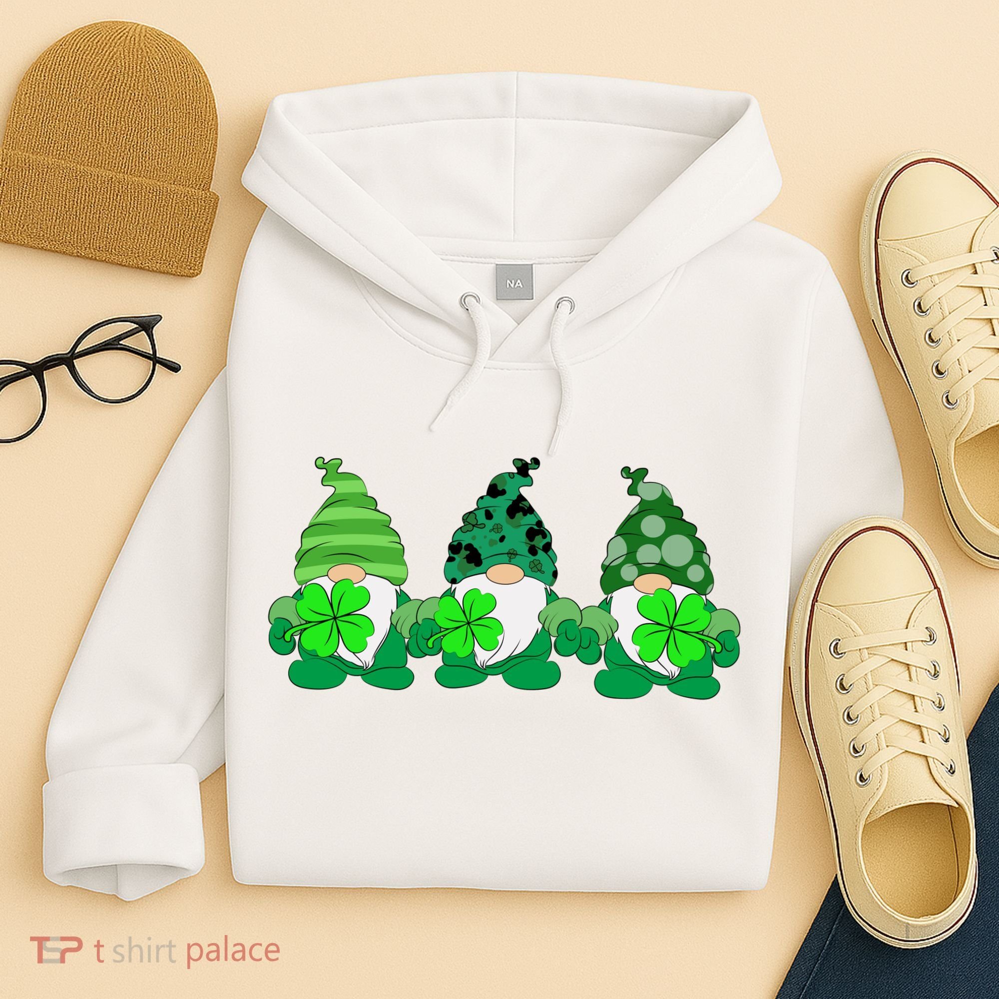 Gnome St Patricks Holiday Clover Hoodie