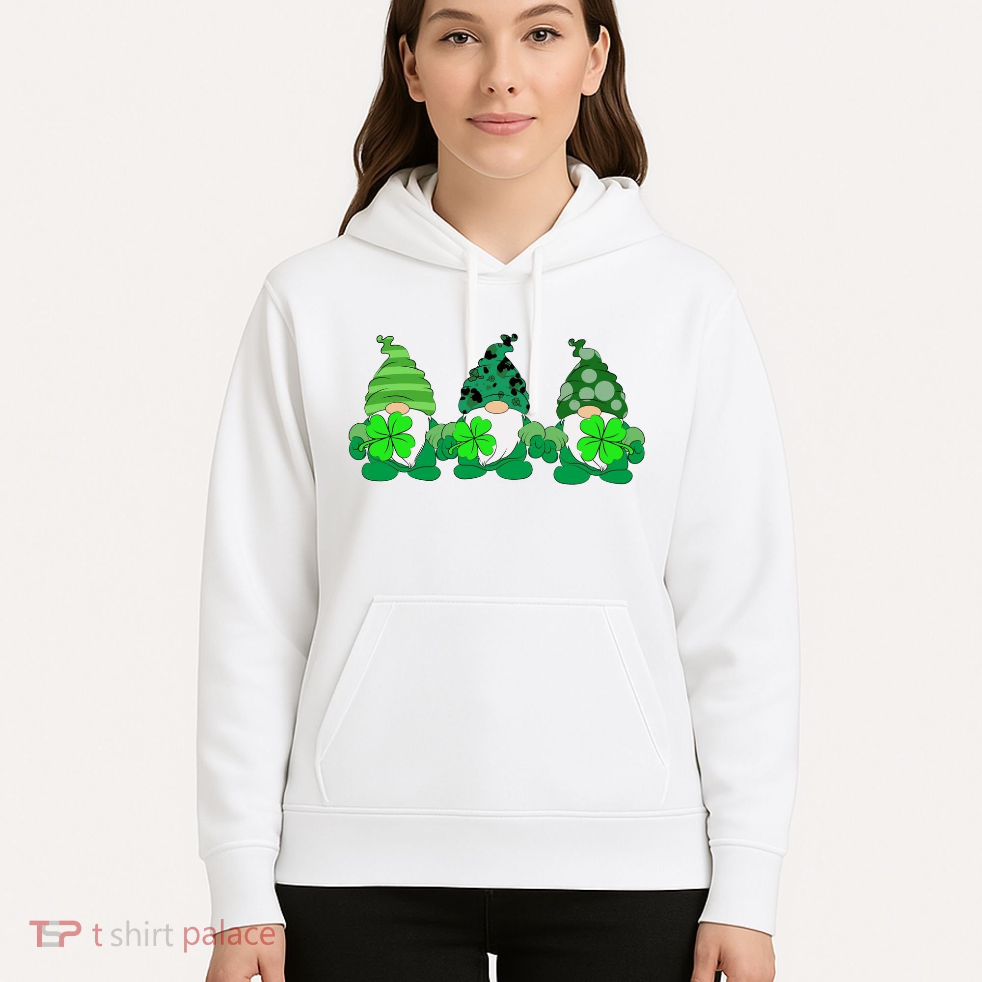 Gnome St Patricks Holiday Clover Hoodie