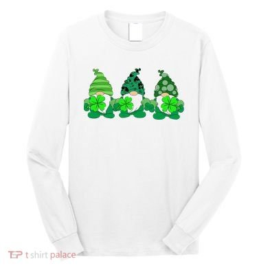 Gnome St Patricks Holiday Clover Long Sleeve Shirt