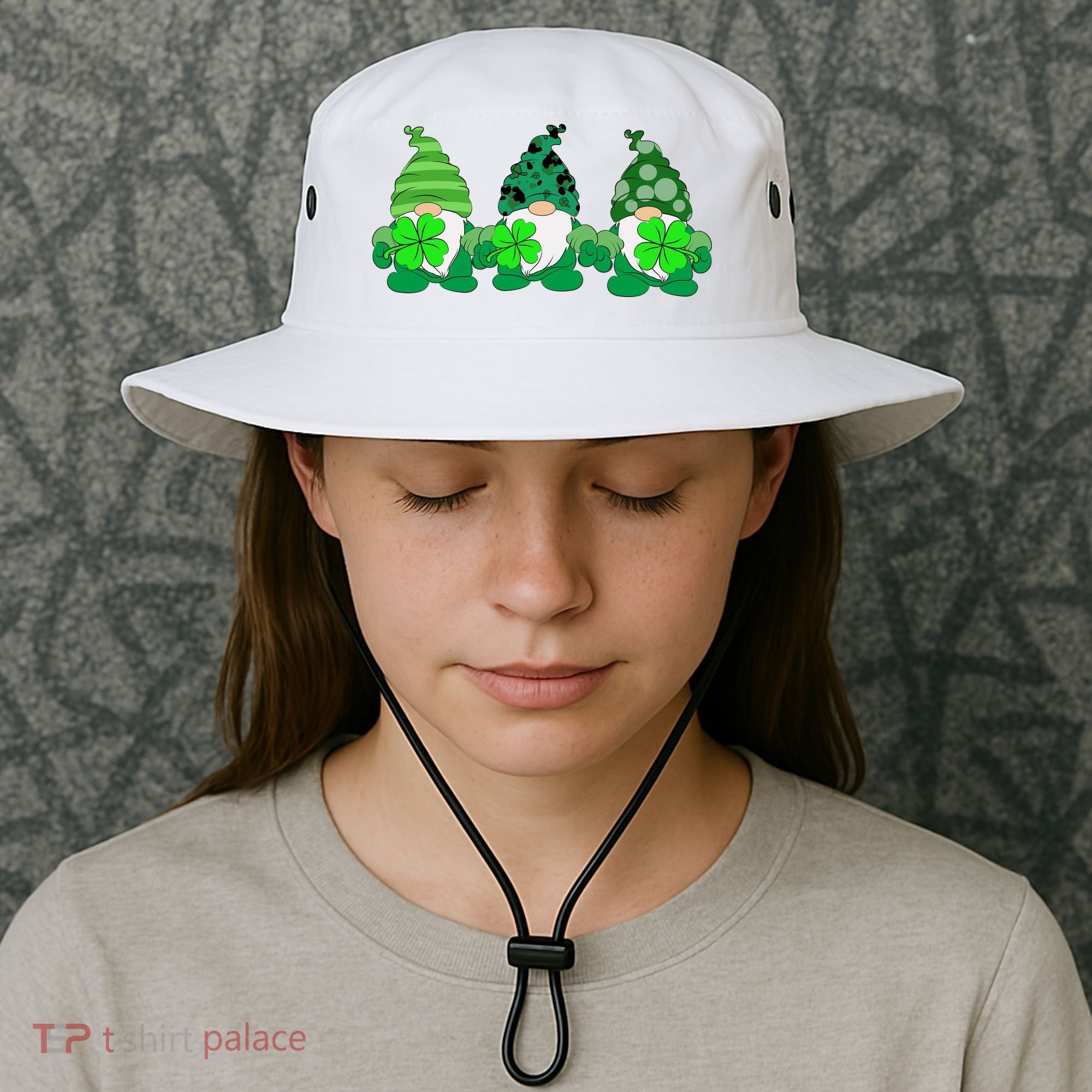 Gnome St Patricks Holiday Clover Bucket Hat