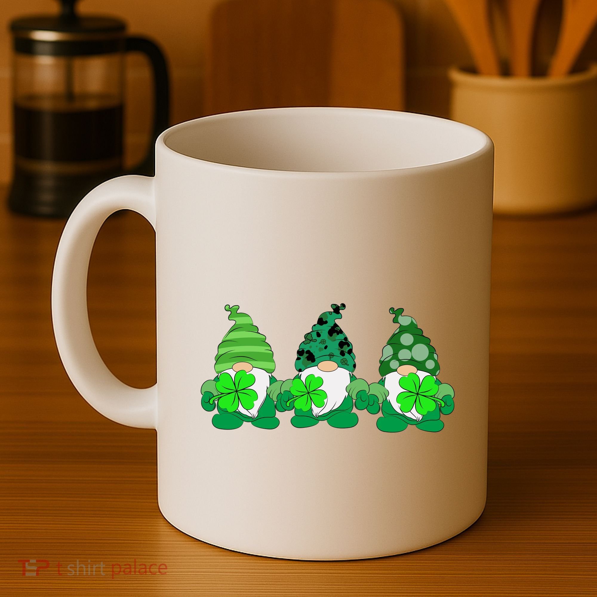Gnome St Patricks Holiday Clover Coffee Mug