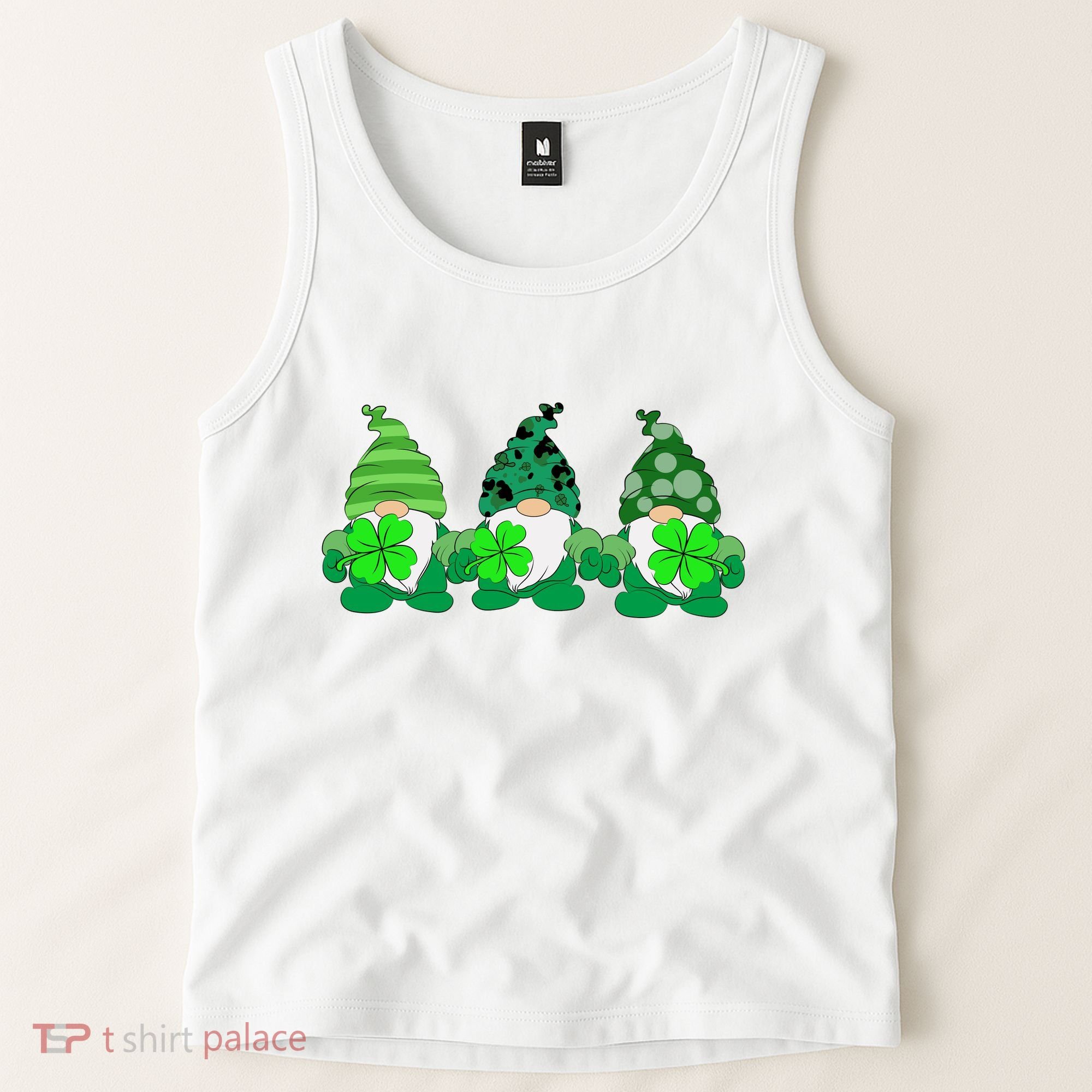 Gnome St Patricks Holiday Clover Tank Top