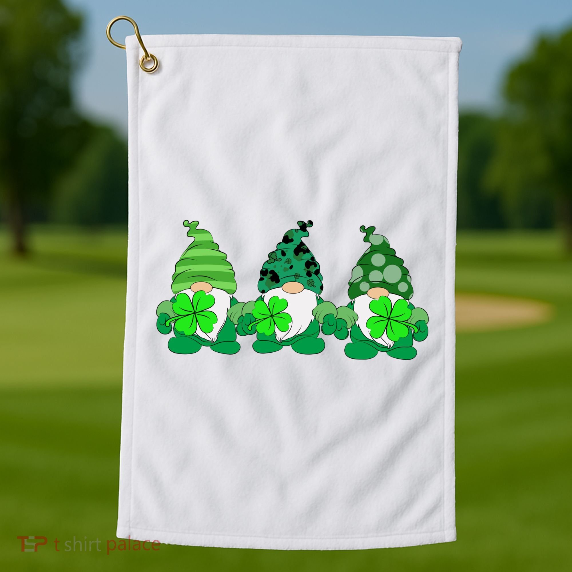 Gnome St Patricks Holiday Clover Golf Towel