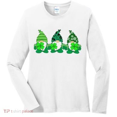 Gnome St Patricks Holiday Clover Women's Long Sleeve Shirt