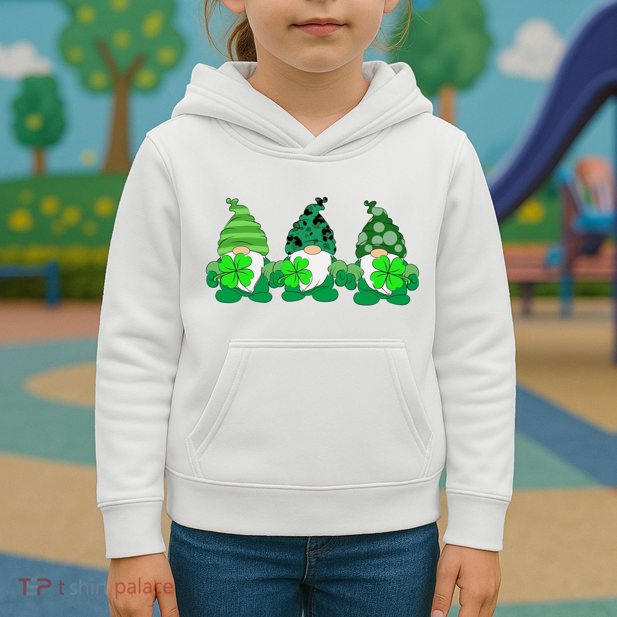 Gnome St Patricks Holiday Clover Kids Hoodie