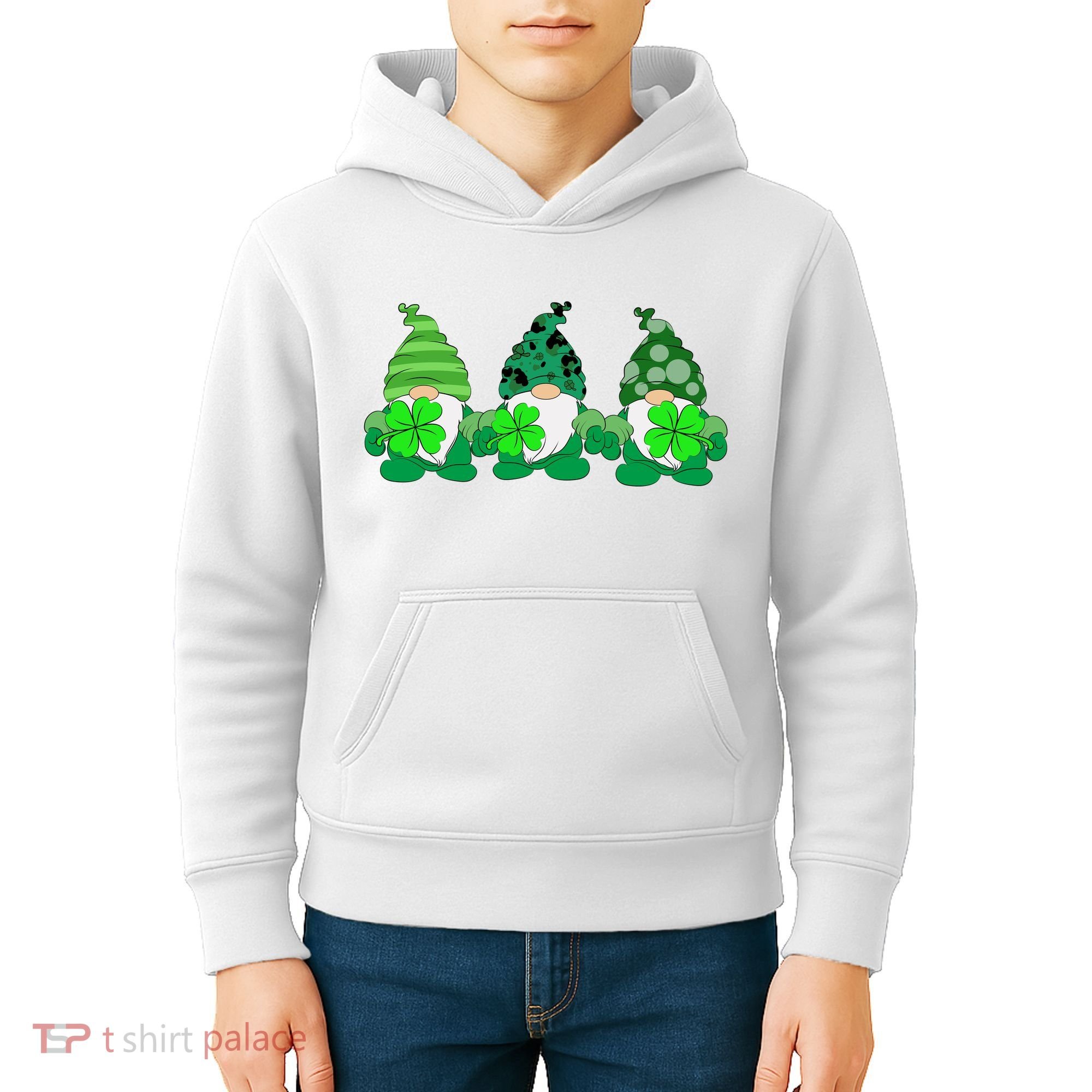 Gnome St Patricks Holiday Clover Kids Hoodie