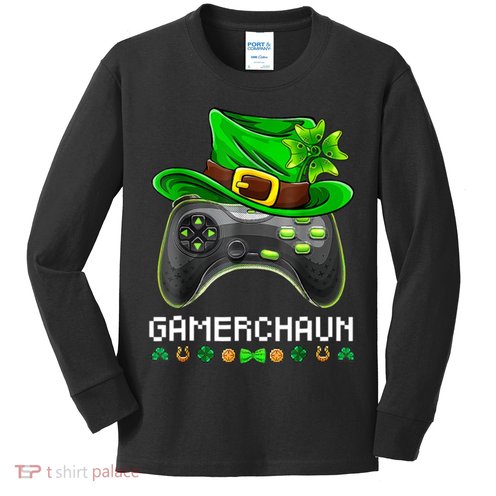 Gamerchaun St Patrick's Day Game Kids Long Sleeve Shirt