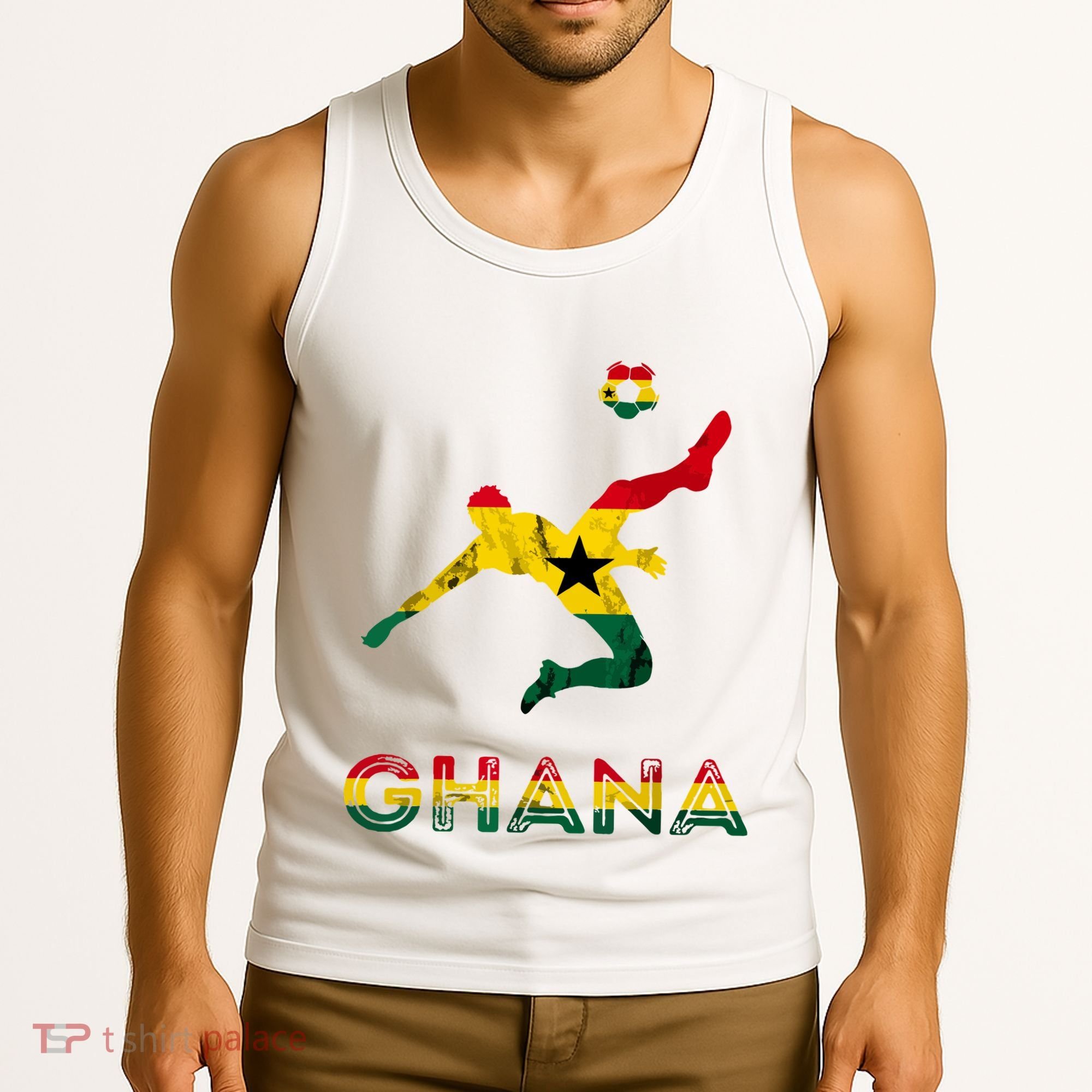 Ghana Soccer Player Ghana Ghanese Roots Evolution Ghana Flag Tank Top