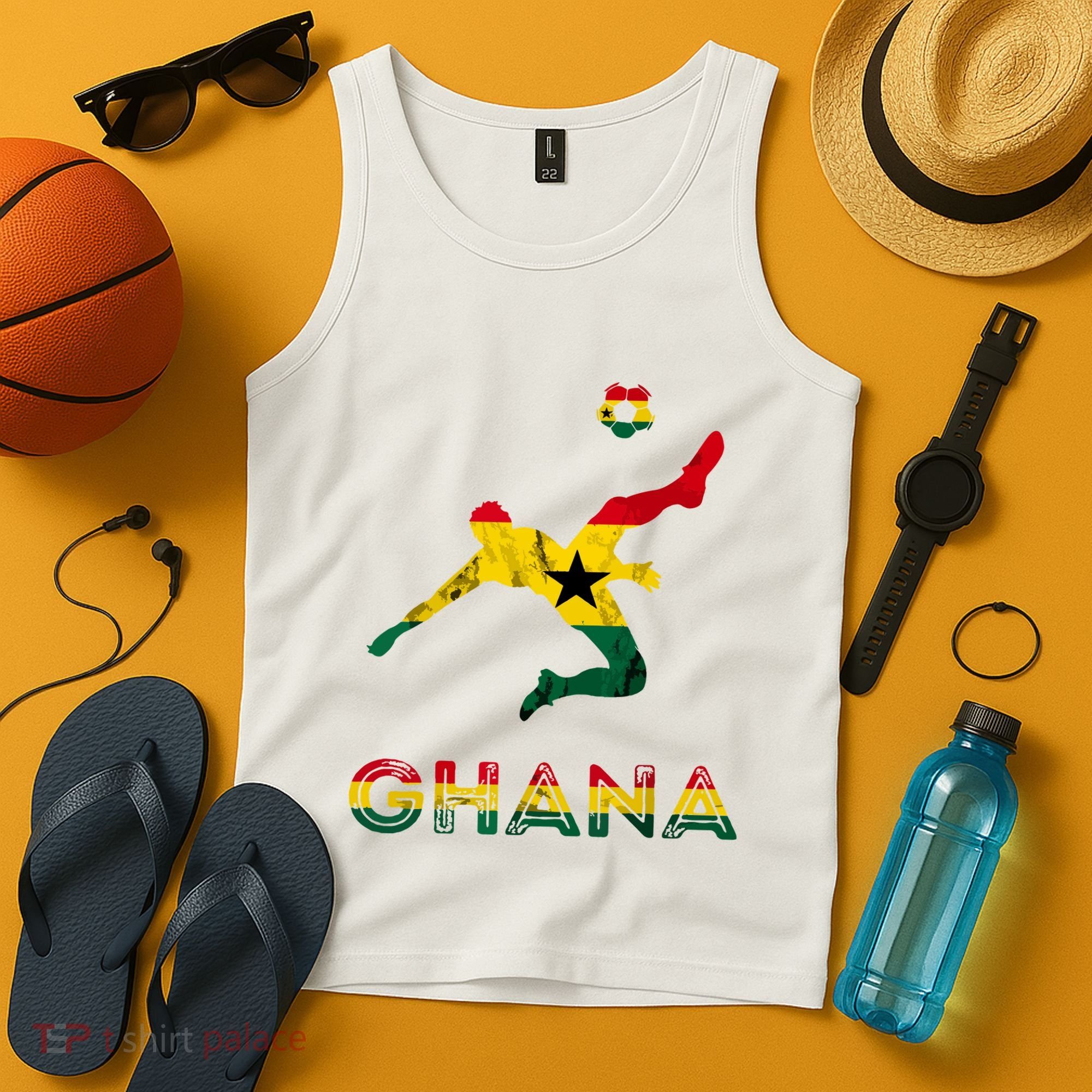Ghana Soccer Player Ghana Ghanese Roots Evolution Ghana Flag Tank Top