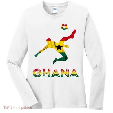 Ghana Soccer Player Ghana Ghanese Roots Evolution Ghana Flag Women's Long Sleeve Shirt