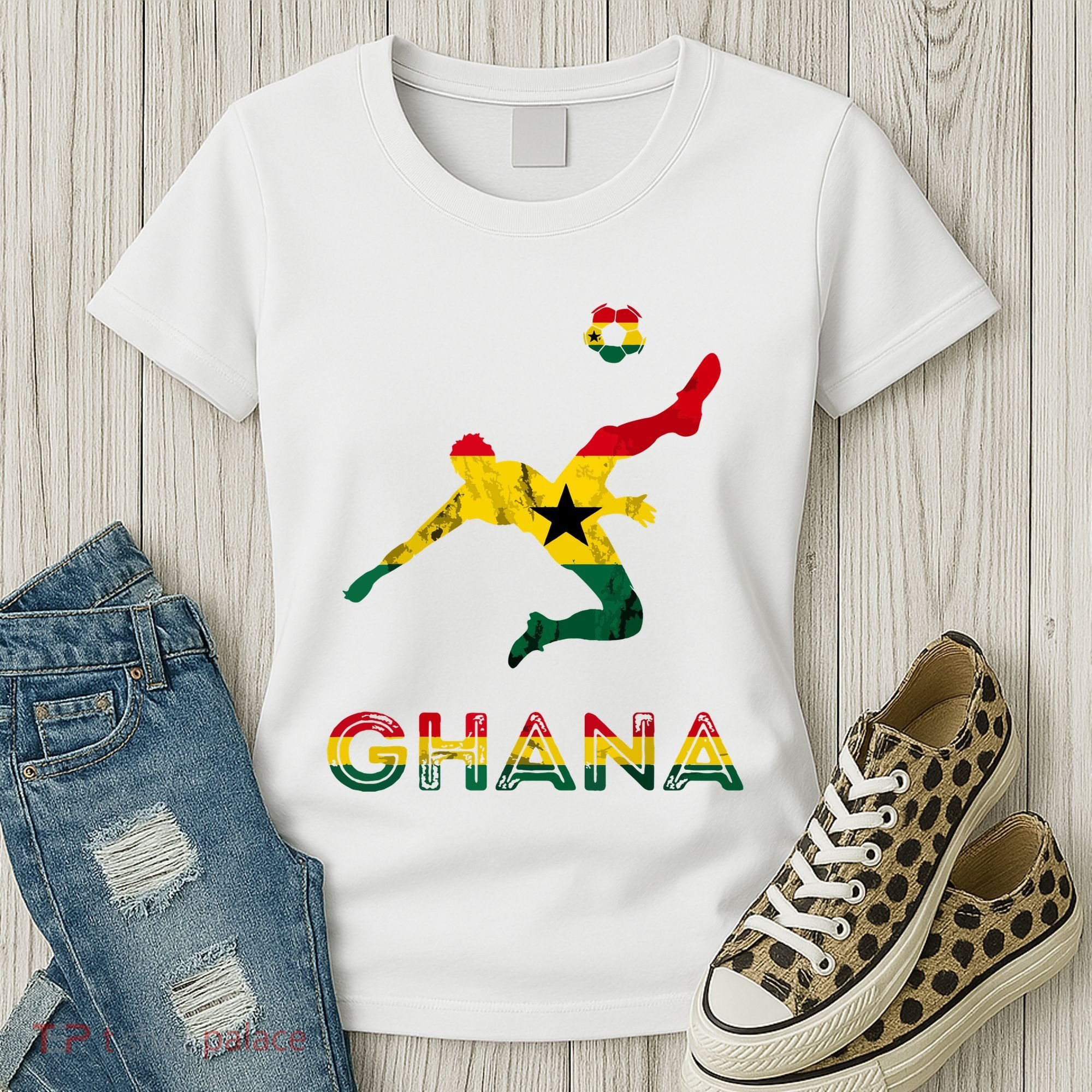 Ghana Soccer Player Ghana Ghanese Roots Evolution Ghana Flag Women's T-Shirt