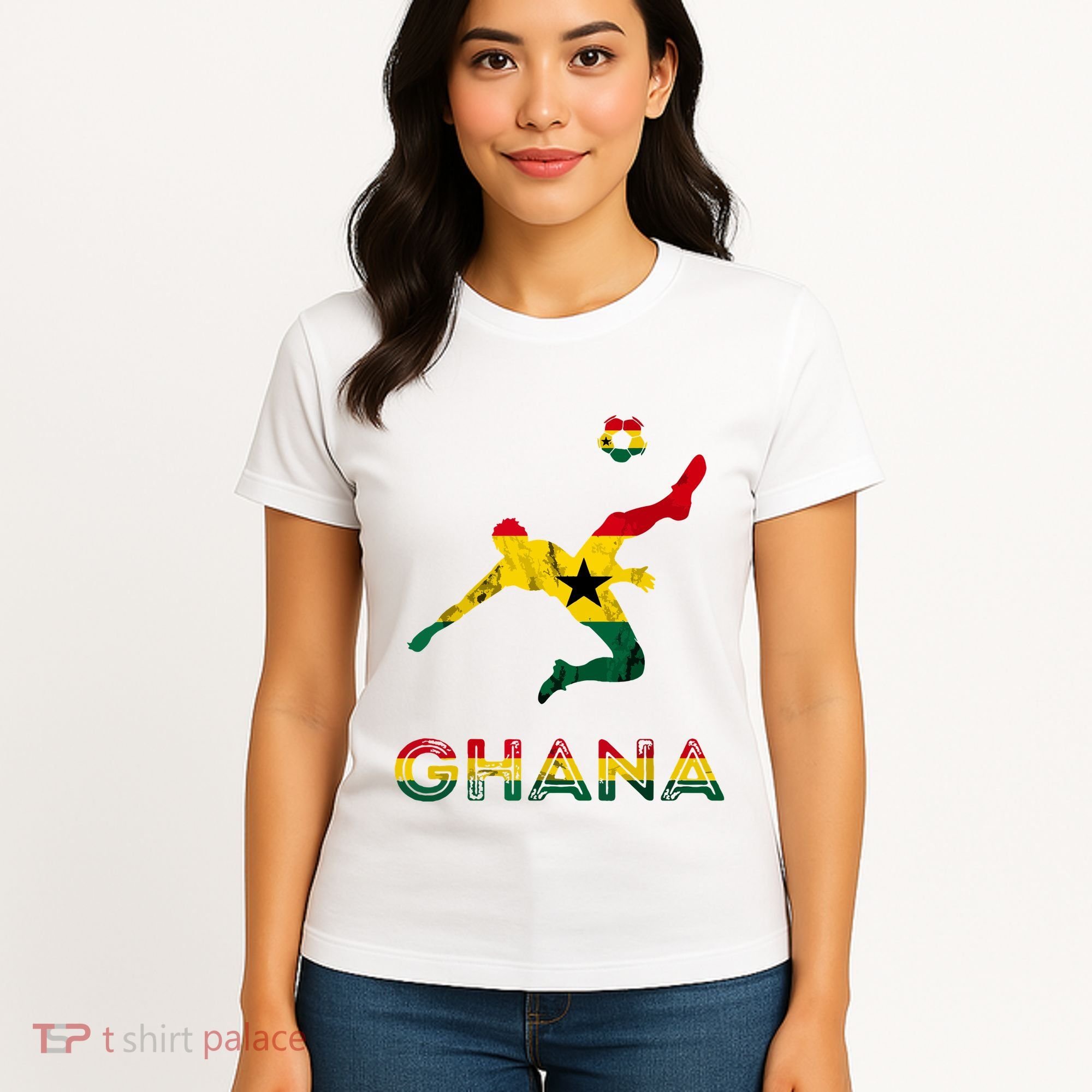 Ghana Soccer Player Ghana Ghanese Roots Evolution Ghana Flag Women's T-Shirt