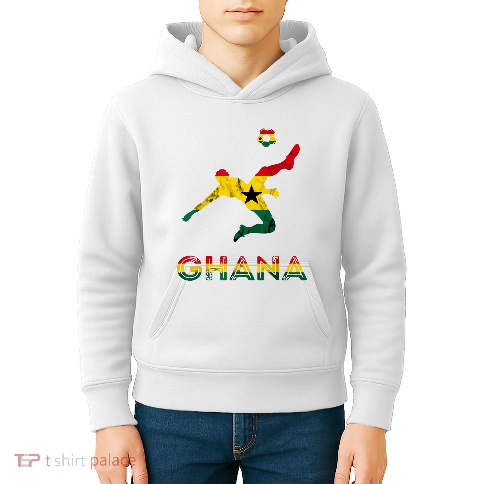 Ghana Soccer Player Ghana Ghanese Roots Evolution Ghana Flag Kids Hoodie