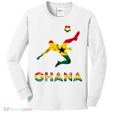 Ghana Soccer Player Ghana Ghanese Roots Evolution Ghana Flag Kids Long Sleeve Shirt