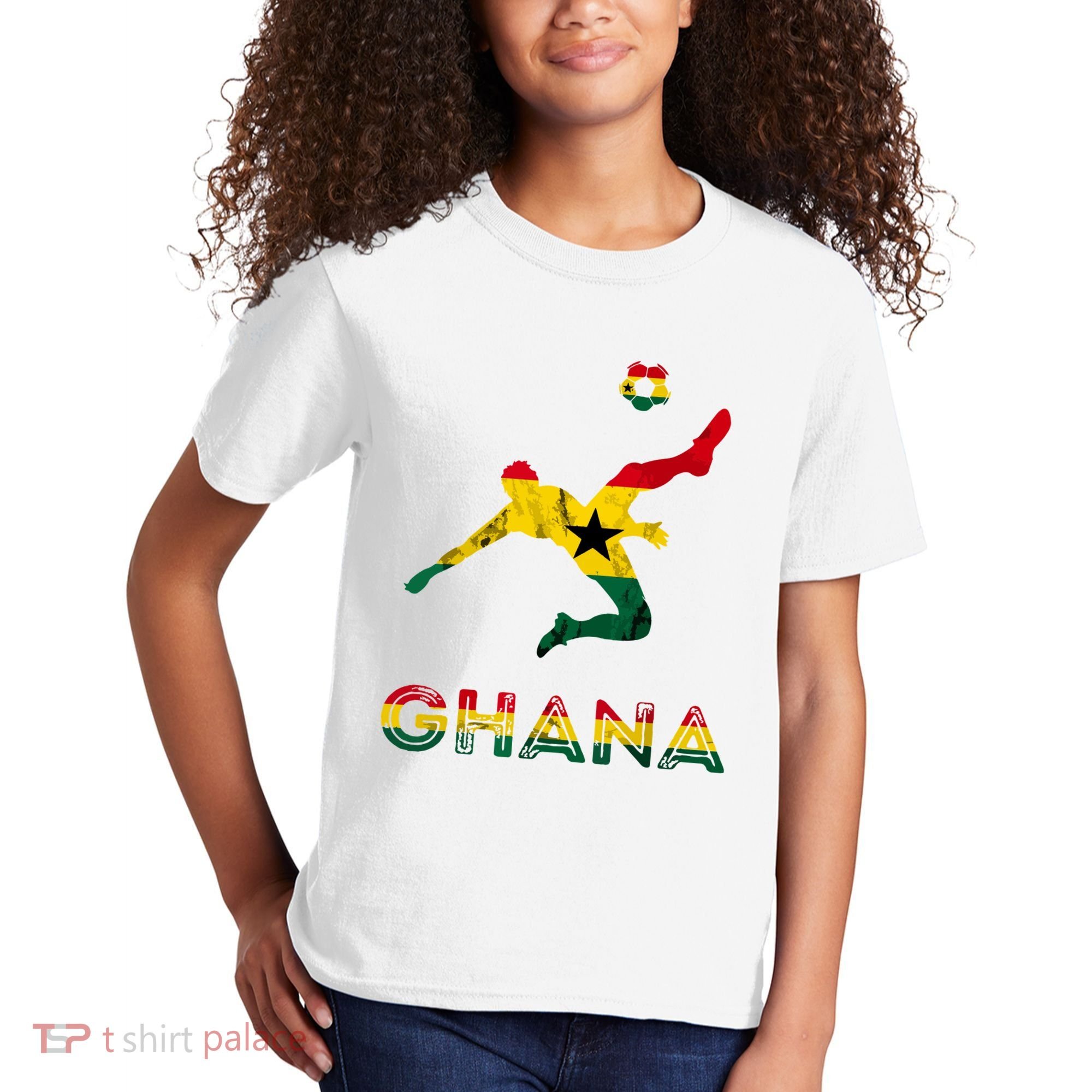 Ghana Soccer Player Ghana Ghanese Roots Evolution Ghana Flag Kids T-Shirt