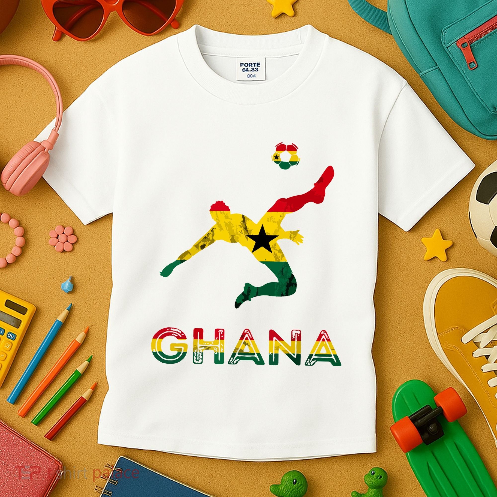 Ghana Soccer Player Ghana Ghanese Roots Evolution Ghana Flag Kids T-Shirt