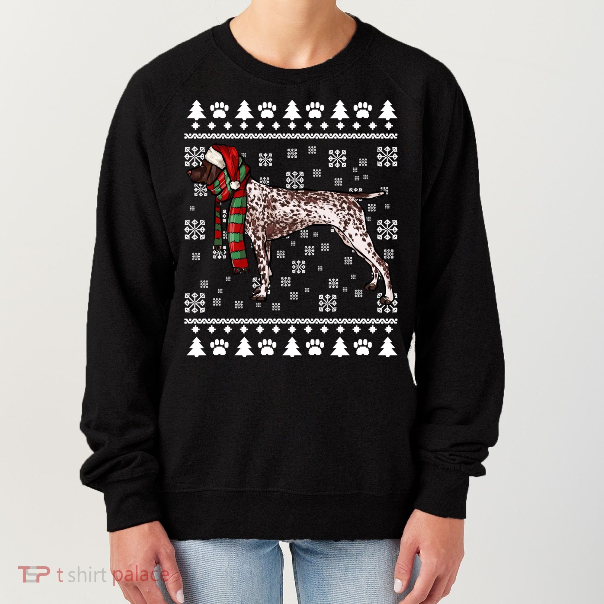 Ger Shorthaired Pointer Dog Santa Hat Xmas Ugly Christmas Meaningful Gift Women's Sweatshirt