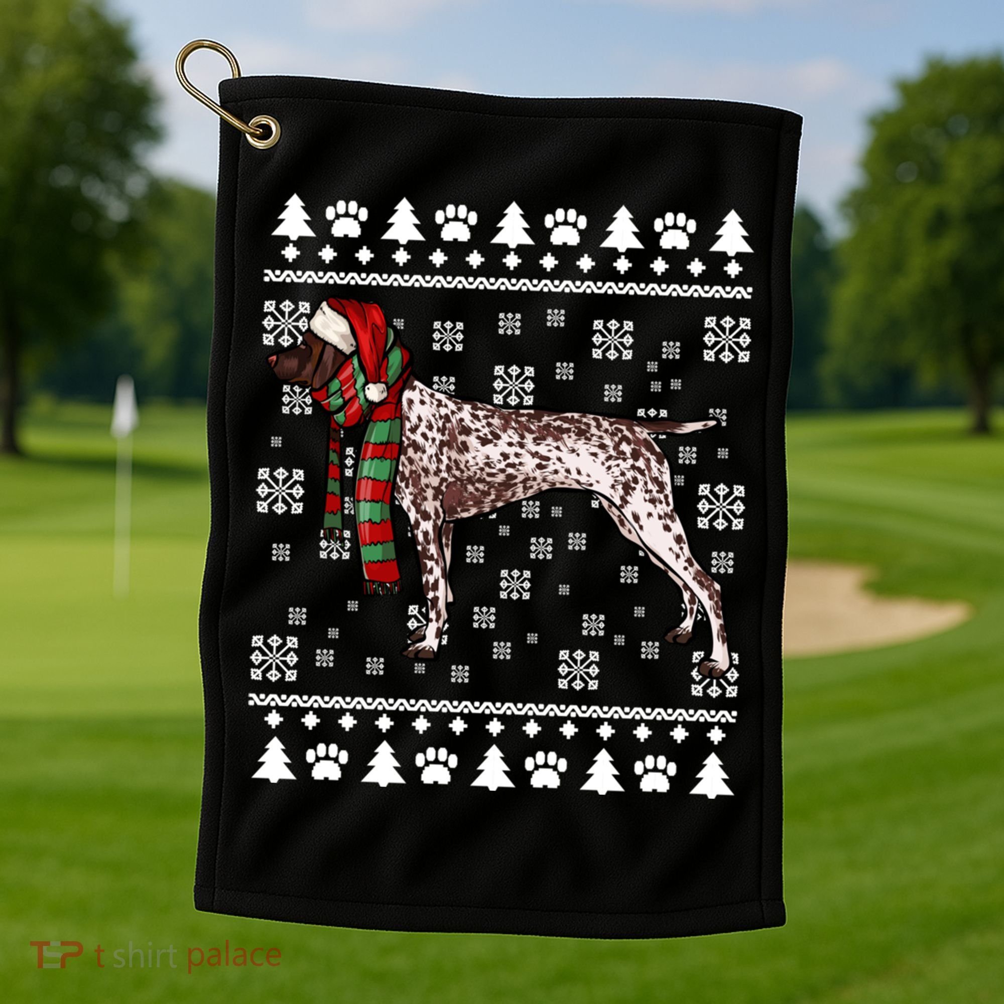 Ger Shorthaired Pointer Dog Santa Hat Xmas Ugly Christmas Meaningful Gift Golf Towel