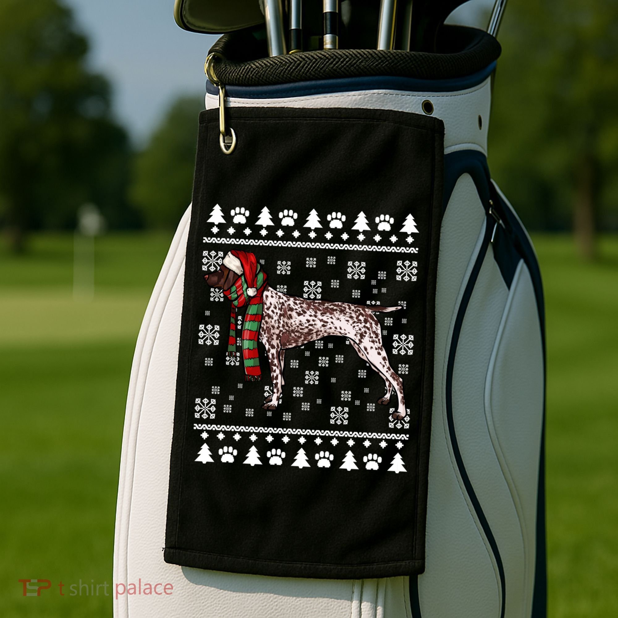 Ger Shorthaired Pointer Dog Santa Hat Xmas Ugly Christmas Meaningful Gift Golf Towel